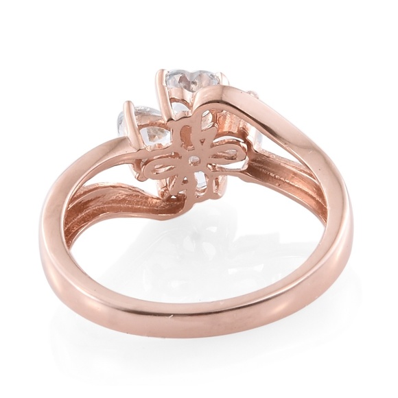 Sky Blue Topaz Flower Bypass Ring - Picture 4 of 5